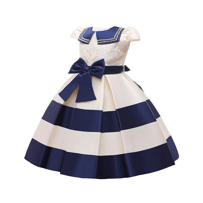 Girls' Pleated Bow Princess Dress