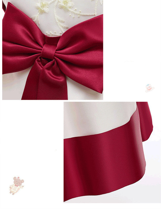 Girls' Pleated Bow Princess Dress