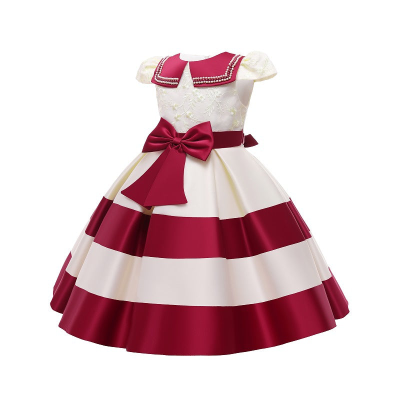 Girls' Pleated Bow Princess Dress