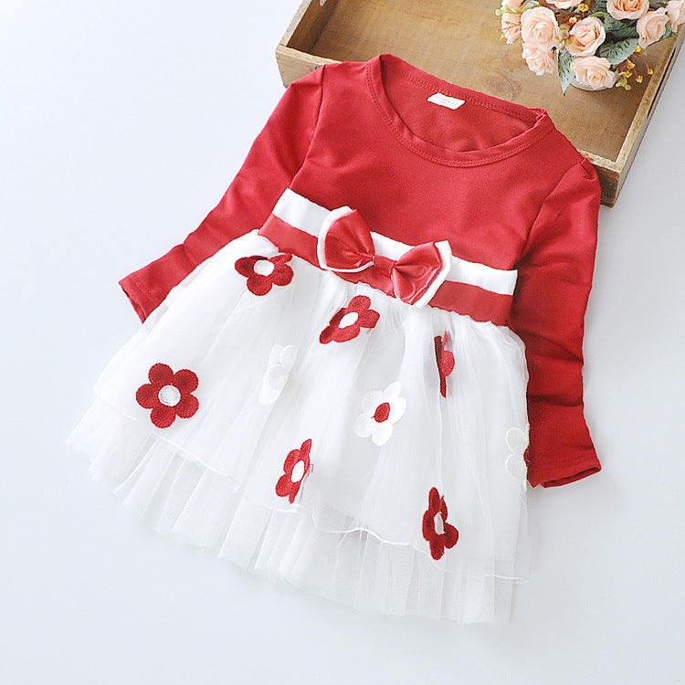 Girls' Long Sleeve Bow Detail Dress