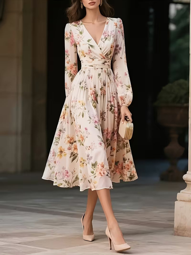 V-Neck Long-Sleeve Dress