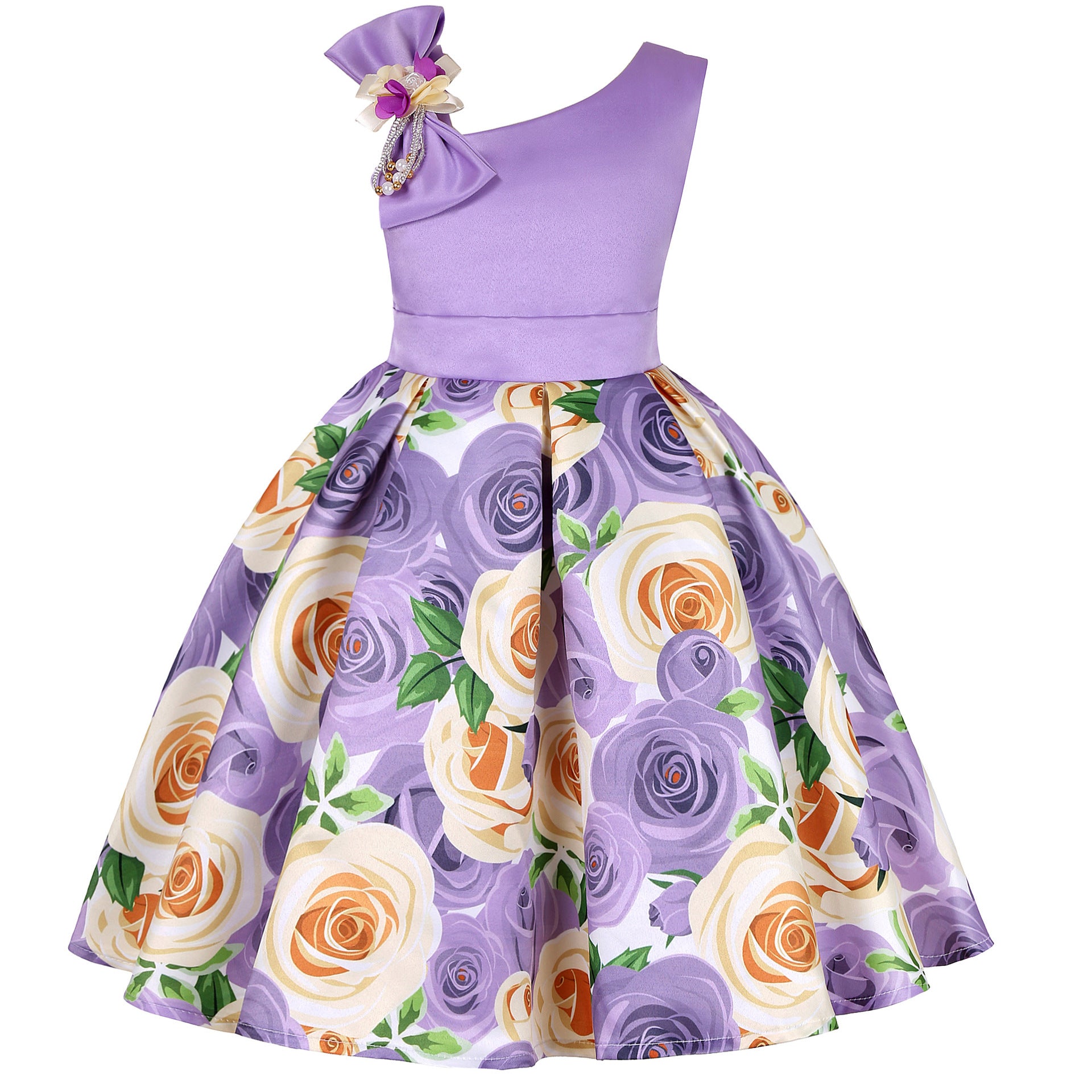 Girls' Digital Print Princess Dress