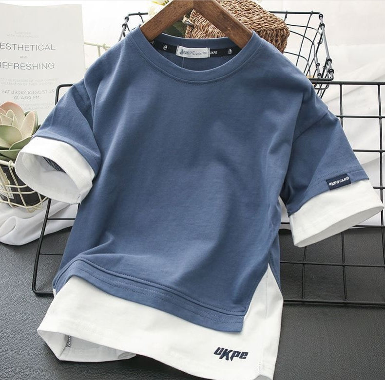 Boys' Layered-Look Letter Print T-Shirt