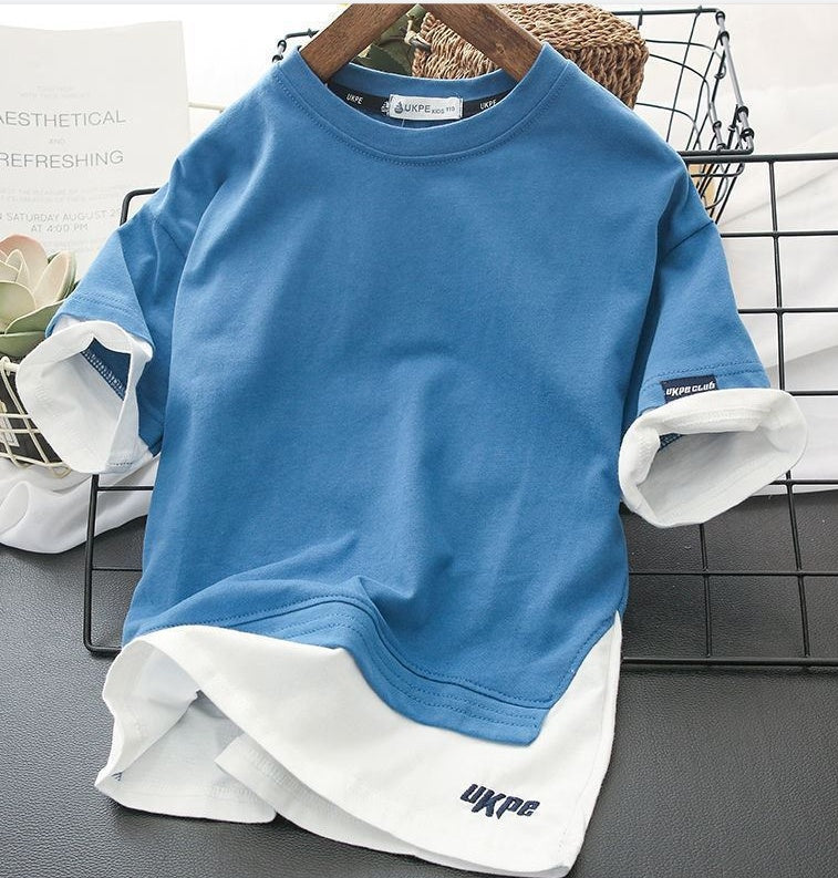 Boys' Layered-Look Letter Print T-Shirt