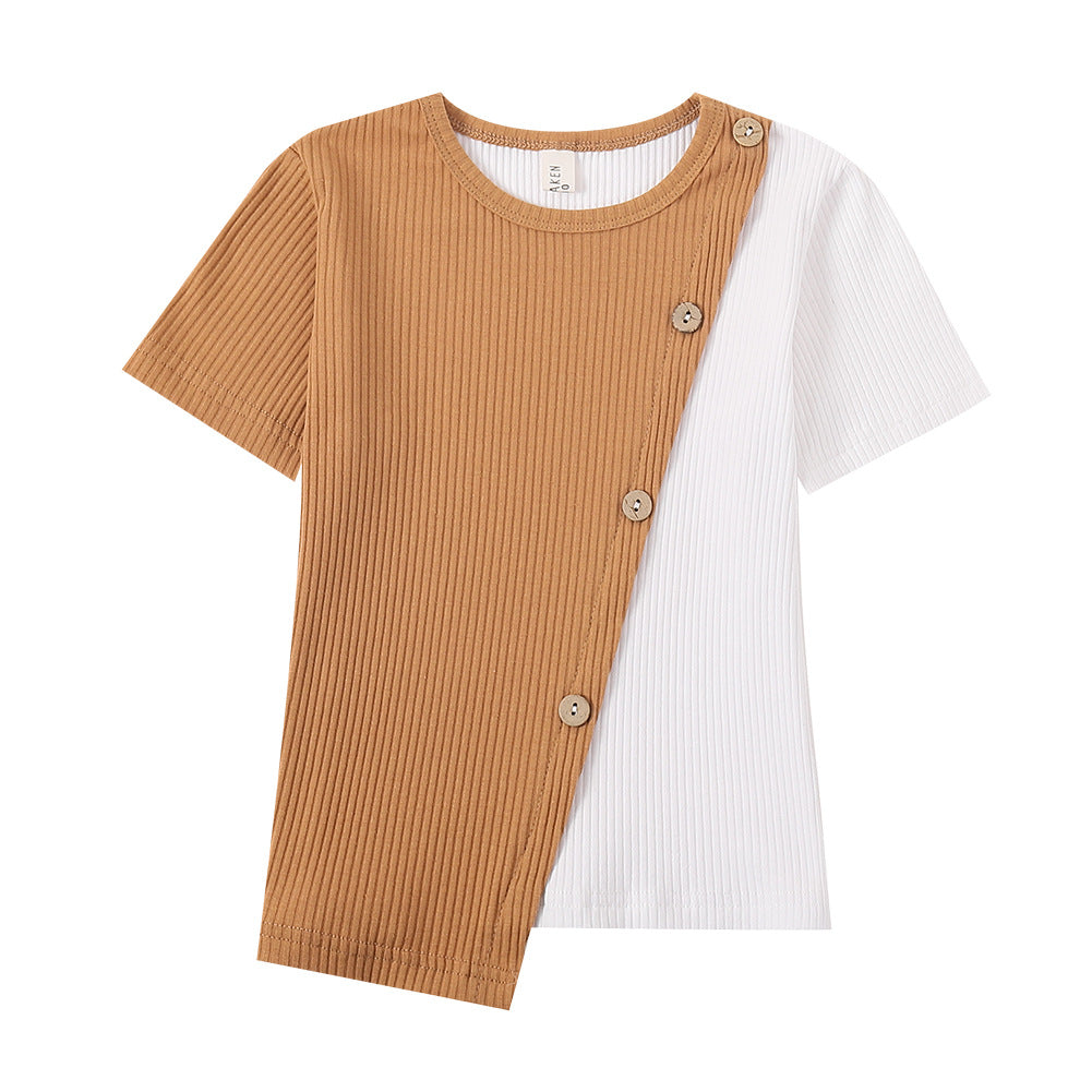 Kids' Striped Contrast Short Sleeve T-Shirt