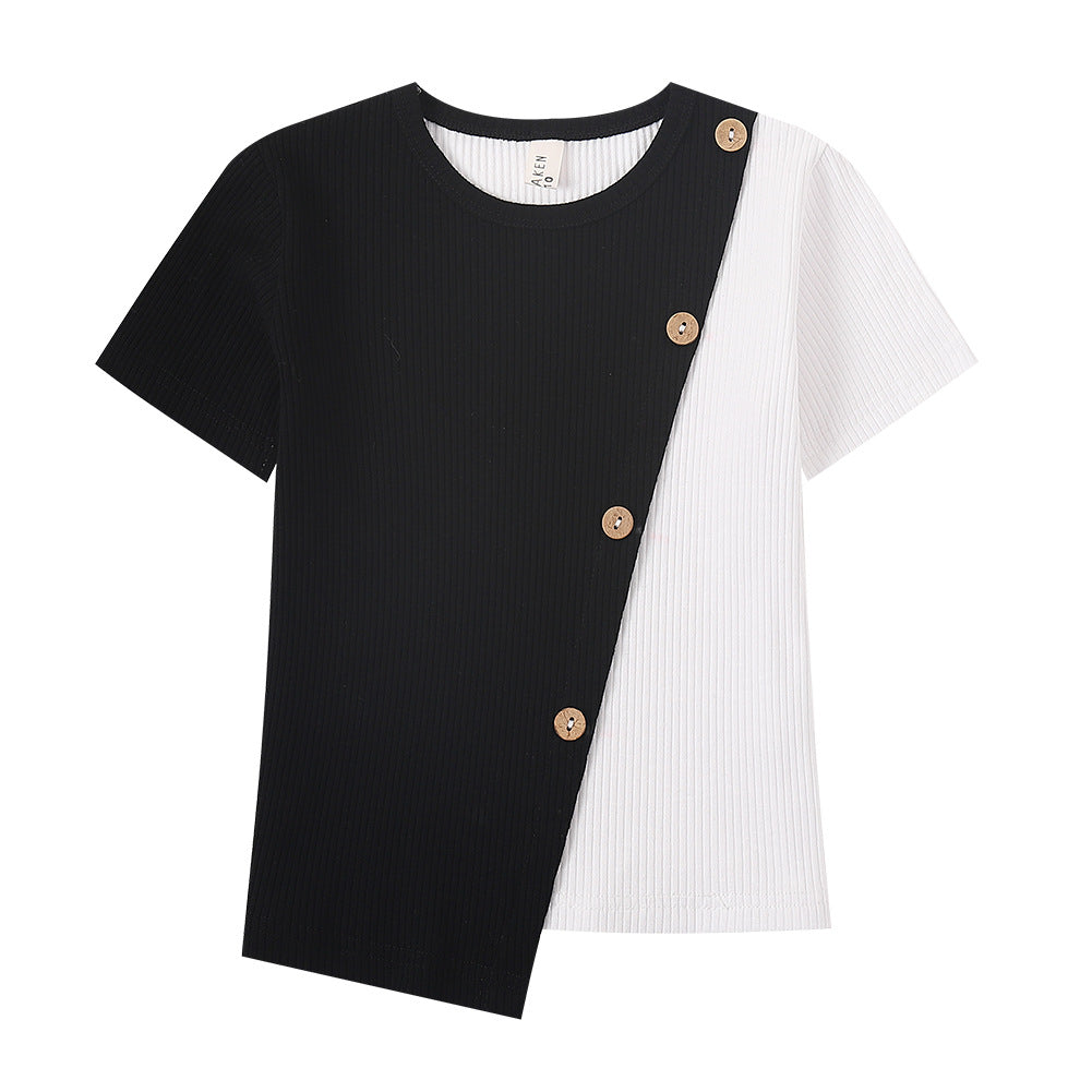 Kids' Striped Contrast Short Sleeve T-Shirt