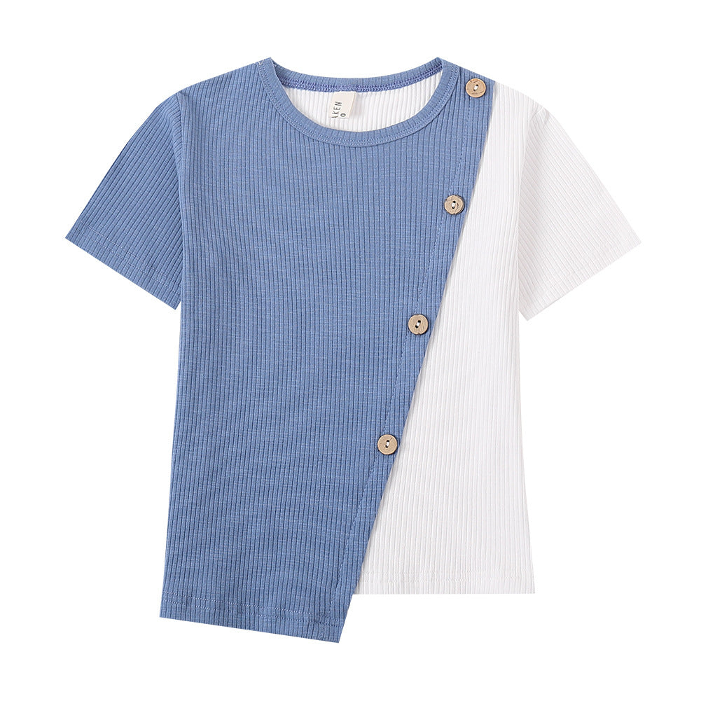 Kids' Striped Contrast Short Sleeve T-Shirt