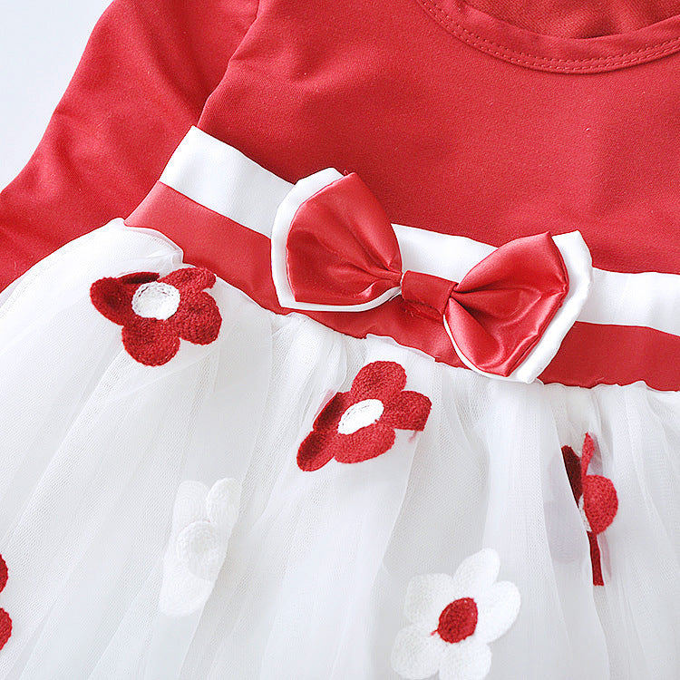 Girls' Long Sleeve Bow Detail Dress