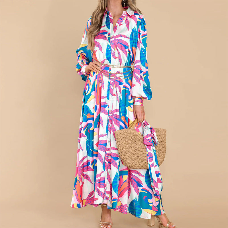 Printed Long-sleeved Polo Dresses