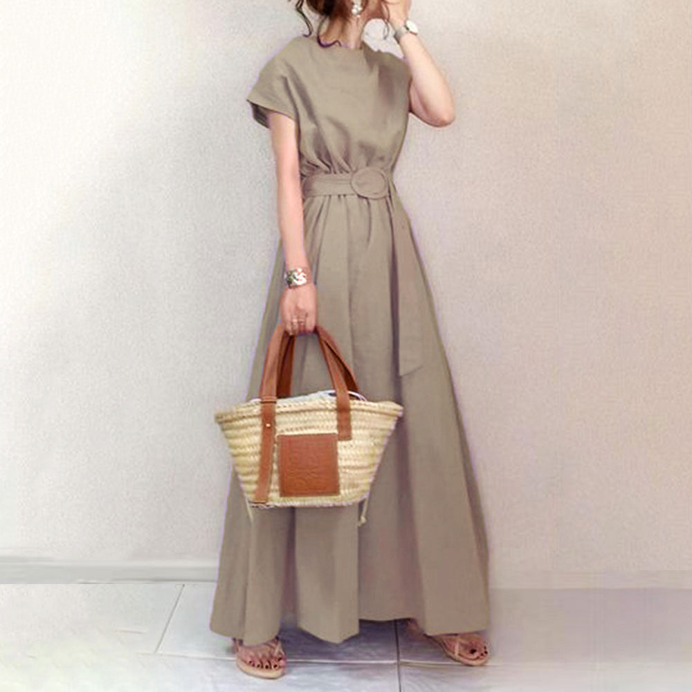 Wrap-style Loose-fitting Plus-size Dress With A Belt