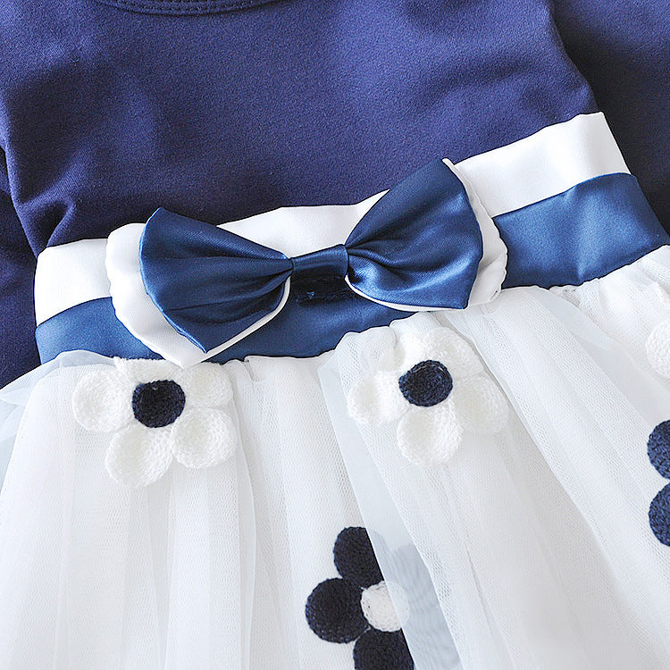 Girls' Long Sleeve Bow Detail Dress