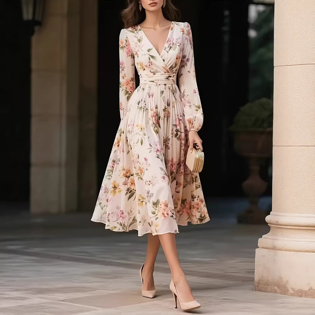 V-Neck Long-Sleeve Dress