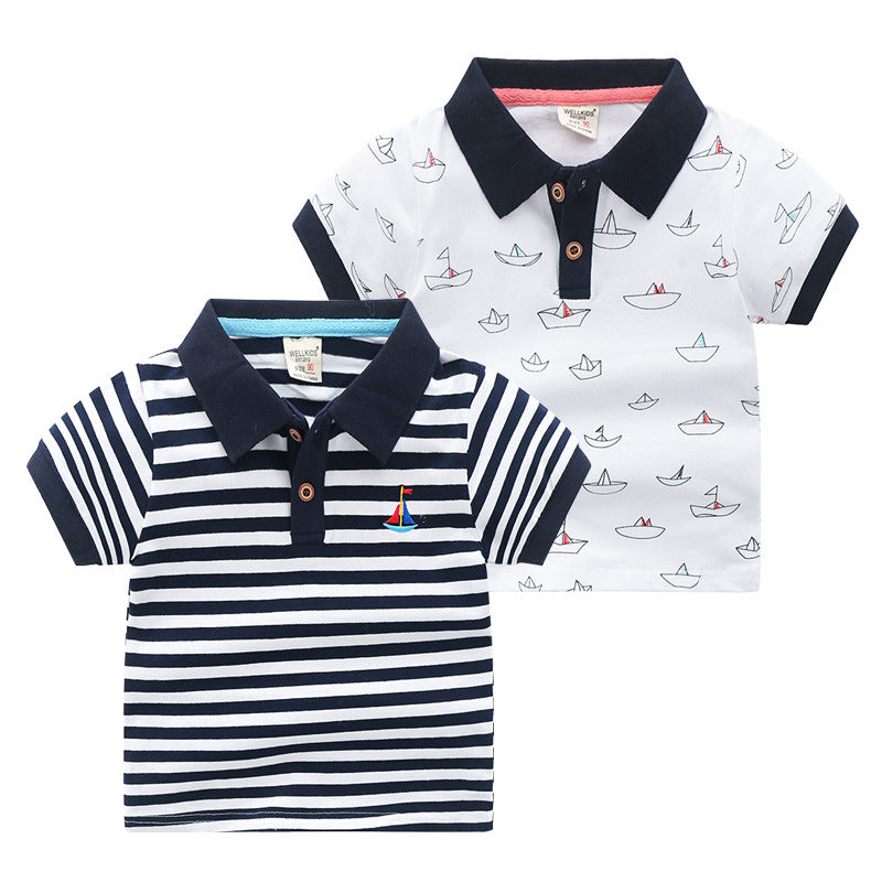 Boys' Striped Cotton Polo Shirt
