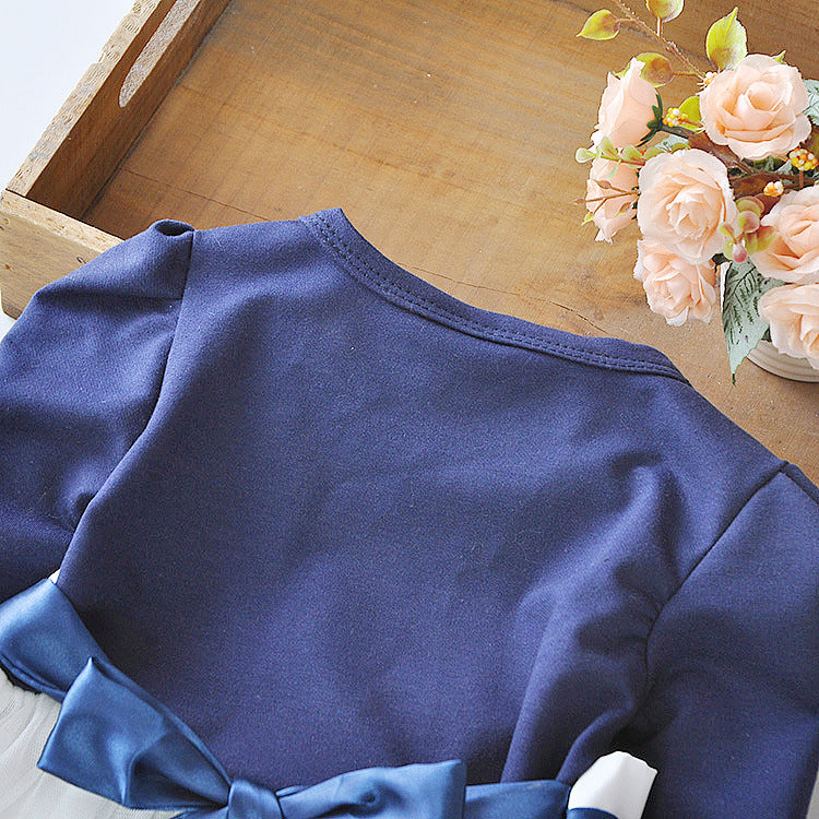 Girls' Long Sleeve Bow Detail Dress