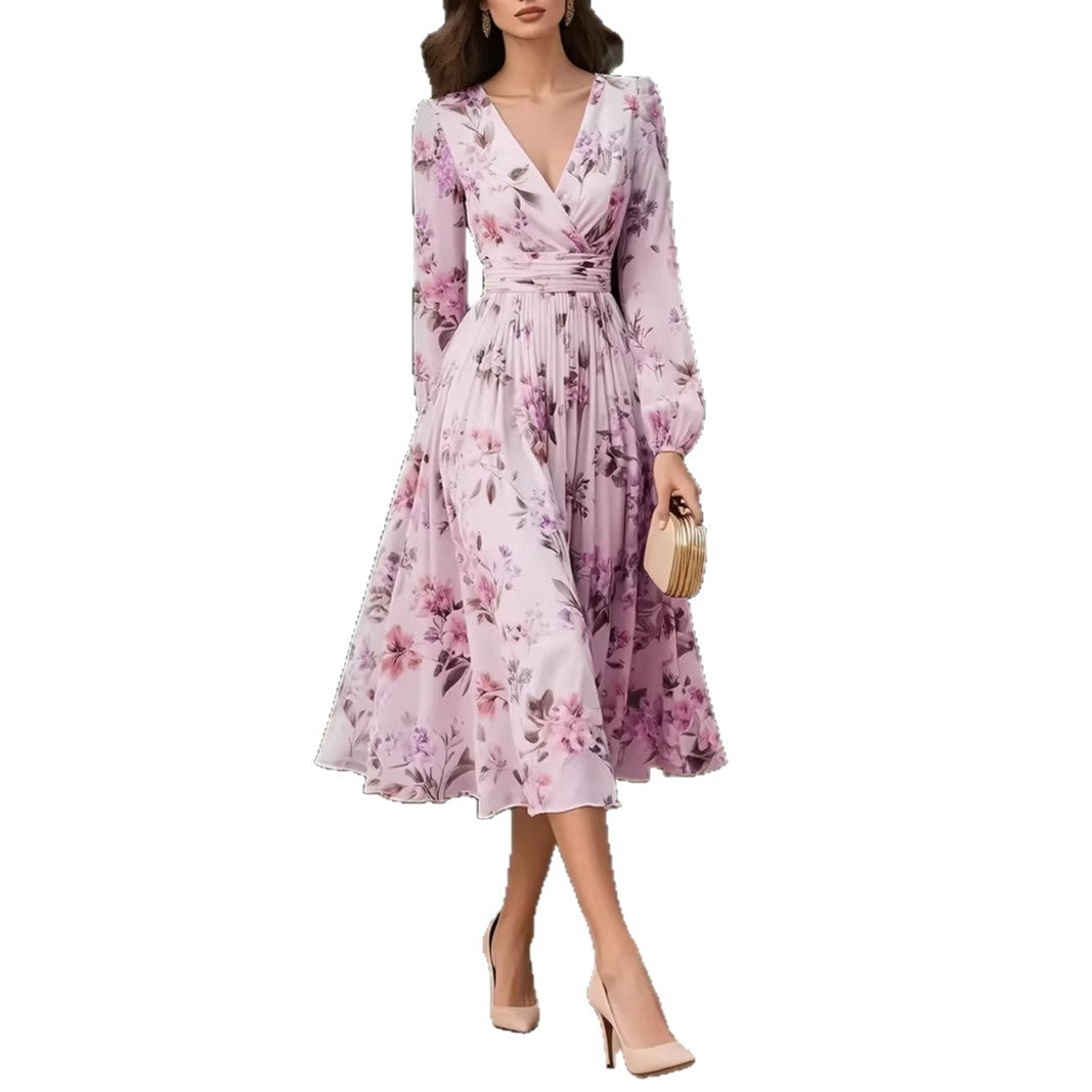 V-Neck Long-Sleeve Dress