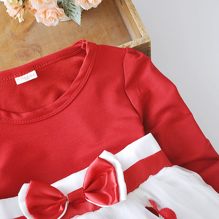 Girls' Long Sleeve Bow Detail Dress