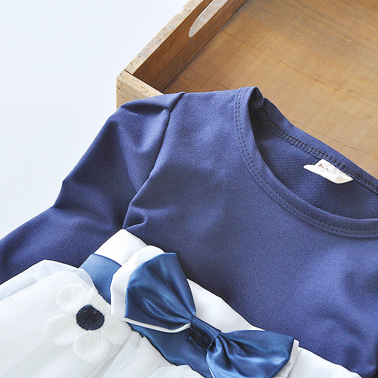 Girls' Long Sleeve Bow Detail Dress
