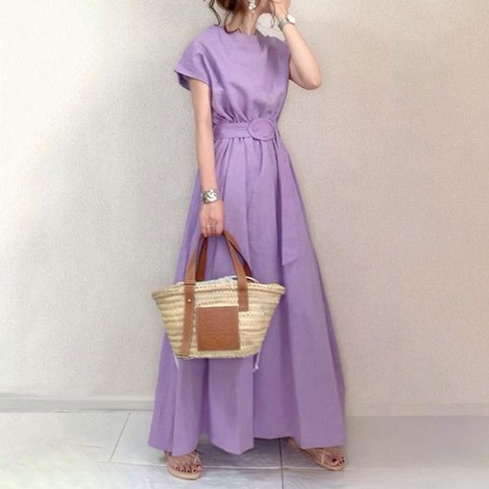 Wrap-style Loose-fitting Plus-size Dress With A Belt