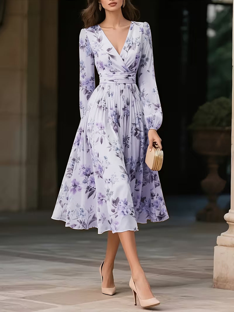 V-Neck Long-Sleeve Dress