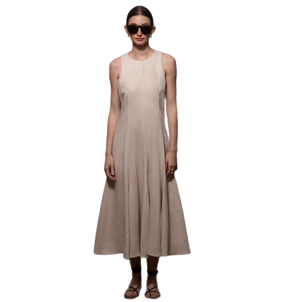 Round-neck Loose Solid-color Casual Sleeveless Dress