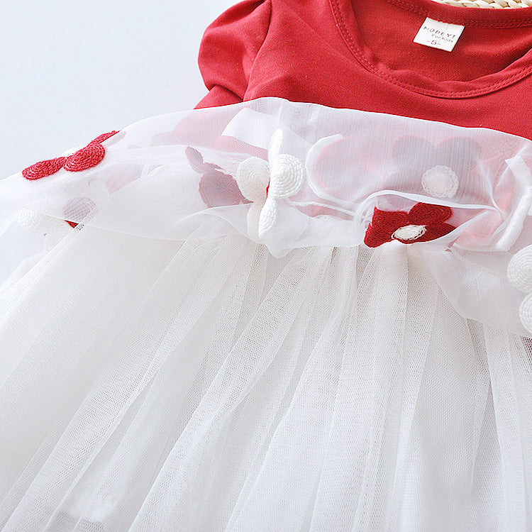 Girls' Long Sleeve Bow Detail Dress