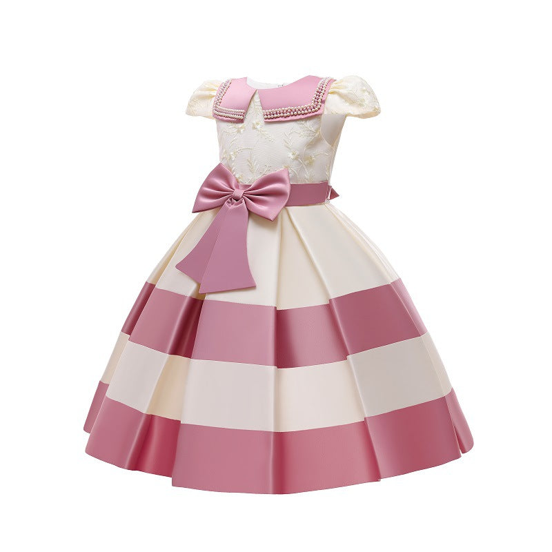 Girls' Pleated Bow Princess Dress