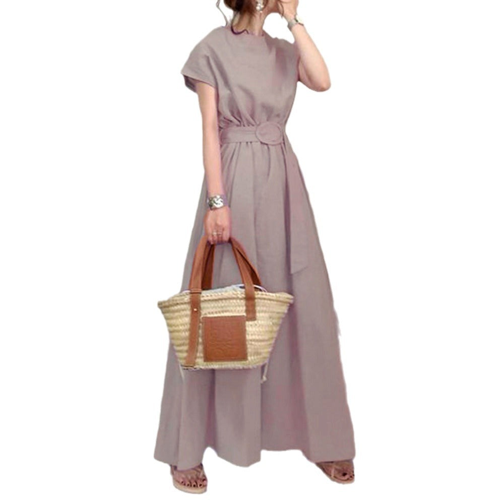 Wrap-style Loose-fitting Plus-size Dress With A Belt