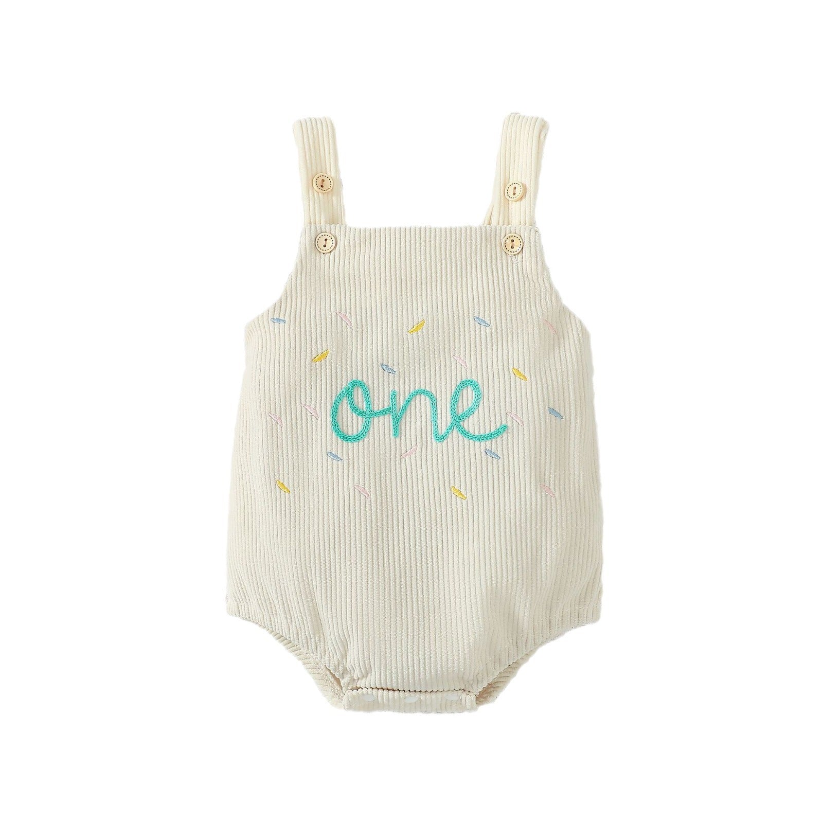 Baby Corduroy Embroidery Strap Romper