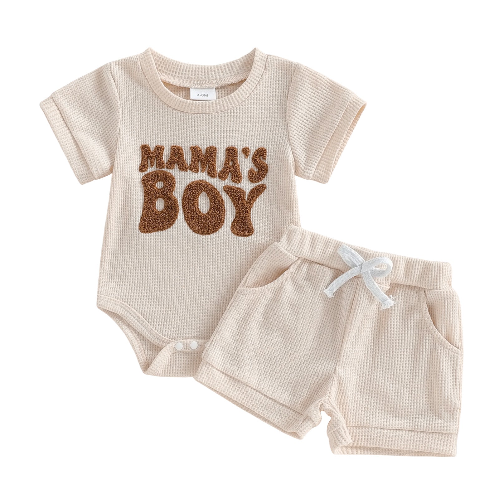 Baby Boy Embroidered Romper & Shorts Set