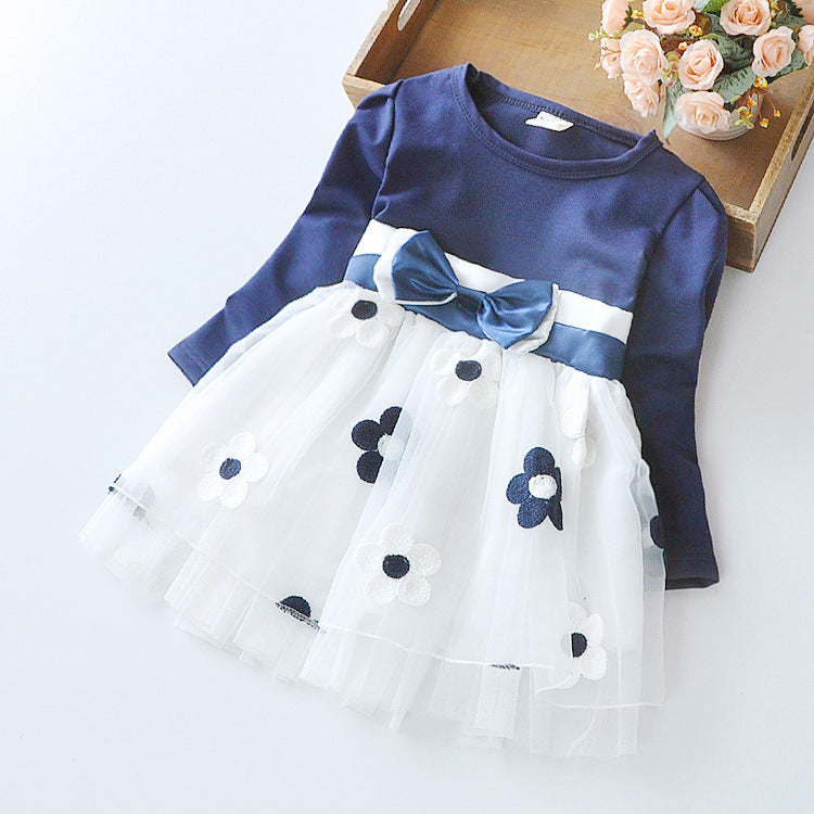 Girls' Long Sleeve Bow Detail Dress