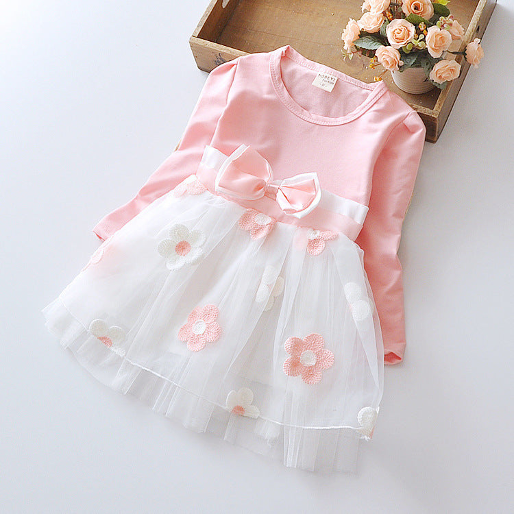 Girls' Long Sleeve Bow Detail Dress