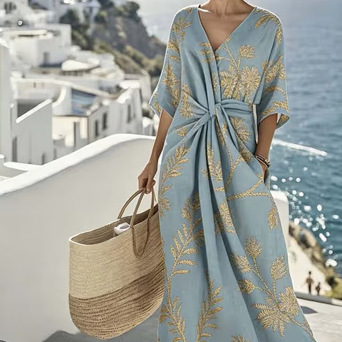 Geometric Print Umbrella Midi Dress