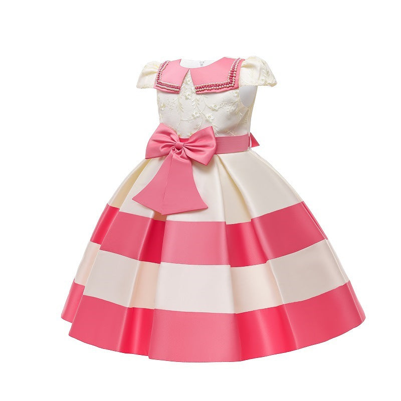 Girls' Pleated Bow Princess Dress