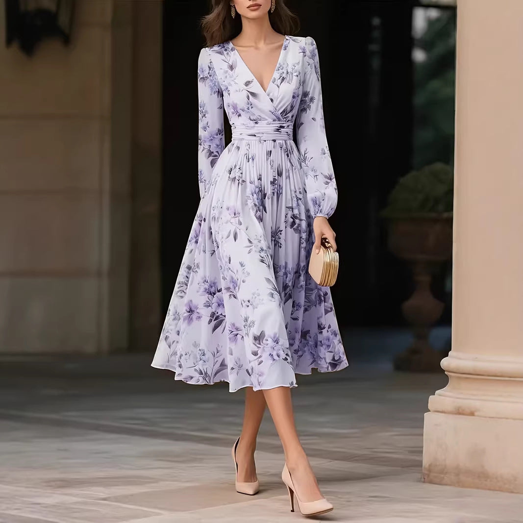 V-Neck Long-Sleeve Dress