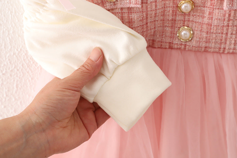 Girls' Spring And Autumn New Dress Korean Style Trendy Princess Skirt Fake Two-piece Suspender Skirt