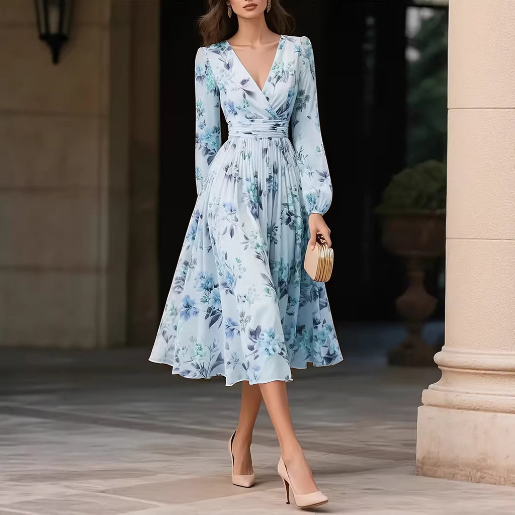 V-Neck Long-Sleeve Dress