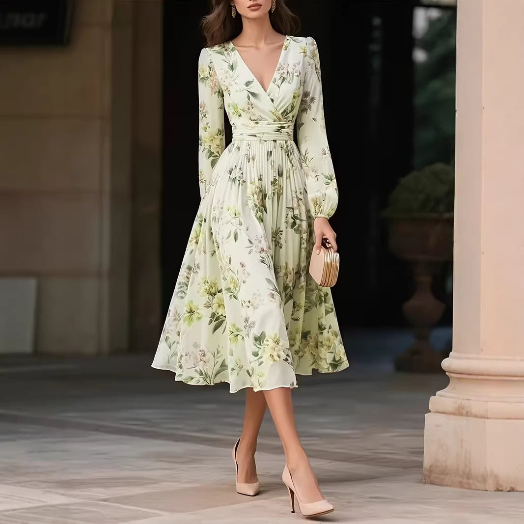 V-Neck Long-Sleeve Dress