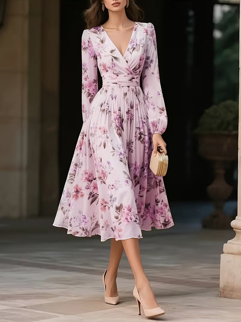 V-Neck Long-Sleeve Dress