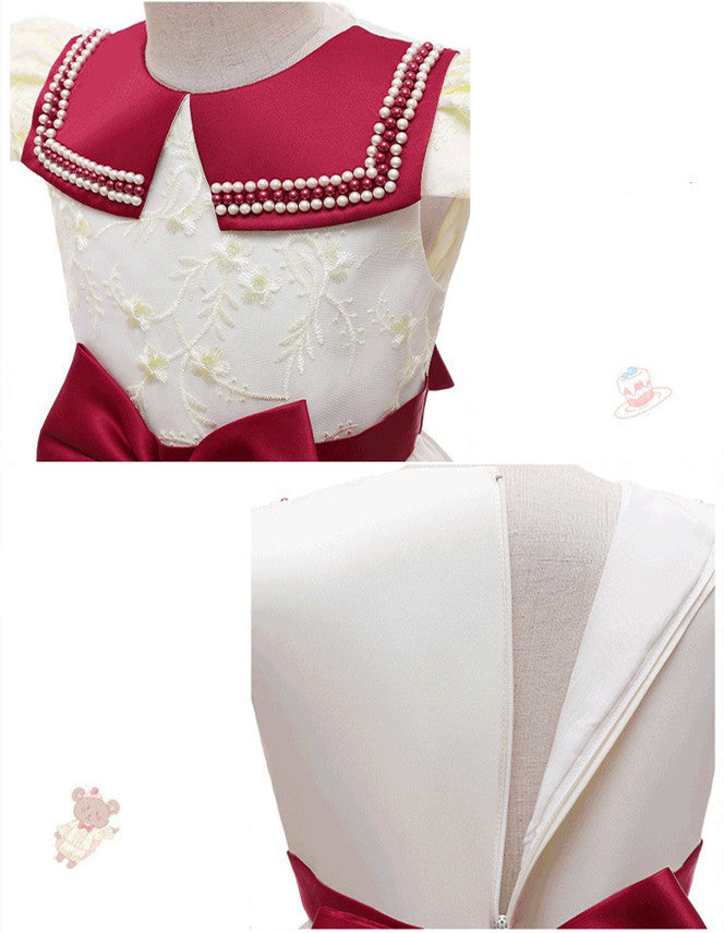 Girls' Pleated Bow Princess Dress