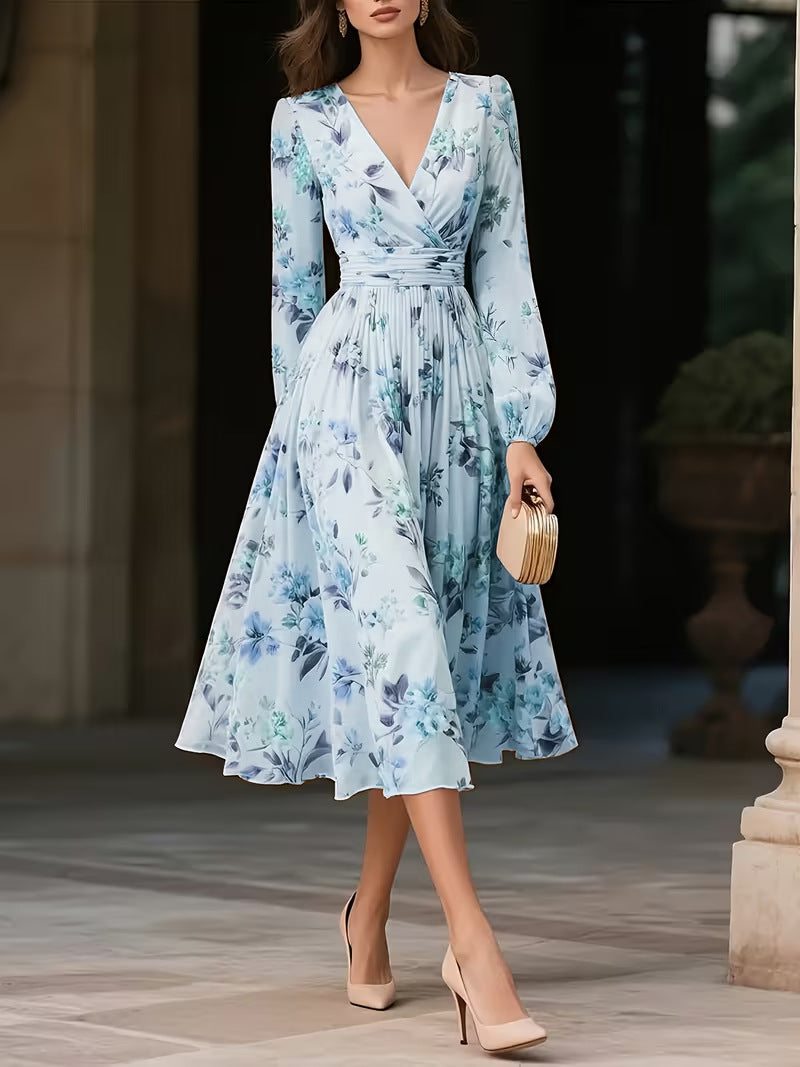 V-Neck Long-Sleeve Dress