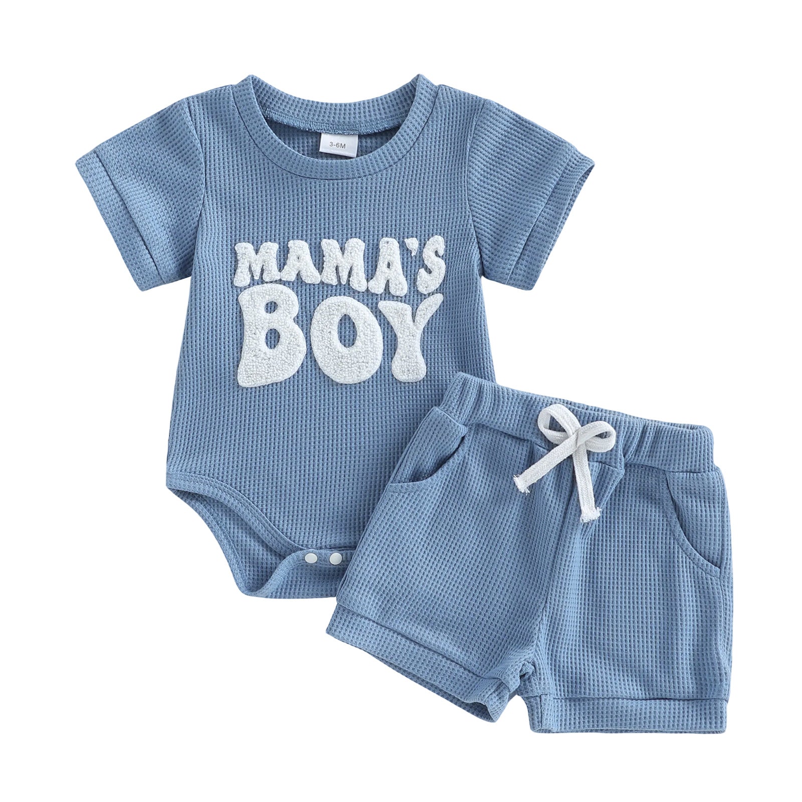 Baby Boy Embroidered Romper & Shorts Set