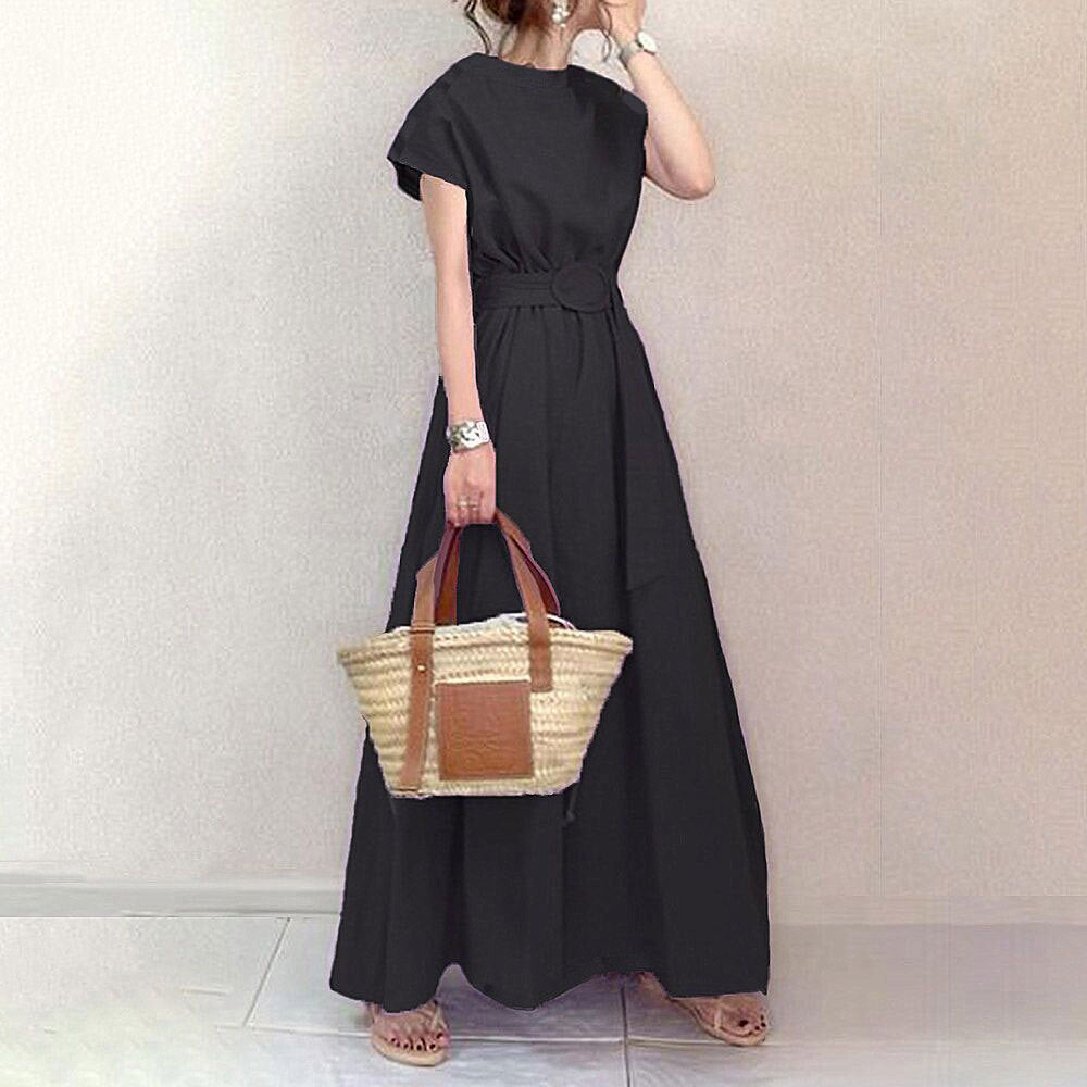 Wrap-style Loose-fitting Plus-size Dress With A Belt