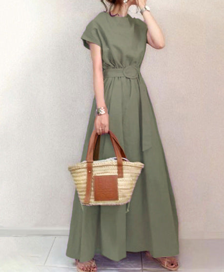 Wrap-style Loose-fitting Plus-size Dress With A Belt